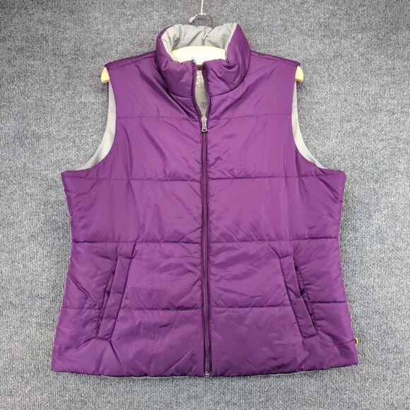 Made for Life Puffer Vest Womens Size L Purple Full Zip Pockets Sleeveless - Picture 2 of 13